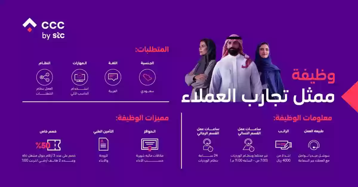 براتب أكثر من 4000 ريال.. STC تعلن عن وظائف متعددة شاغرة لجميع المؤهلات في المملكة